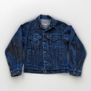 Vintage Levis 70706-0216 Trucker Jacket Womens 16 Black Denim Jean Type III 80s